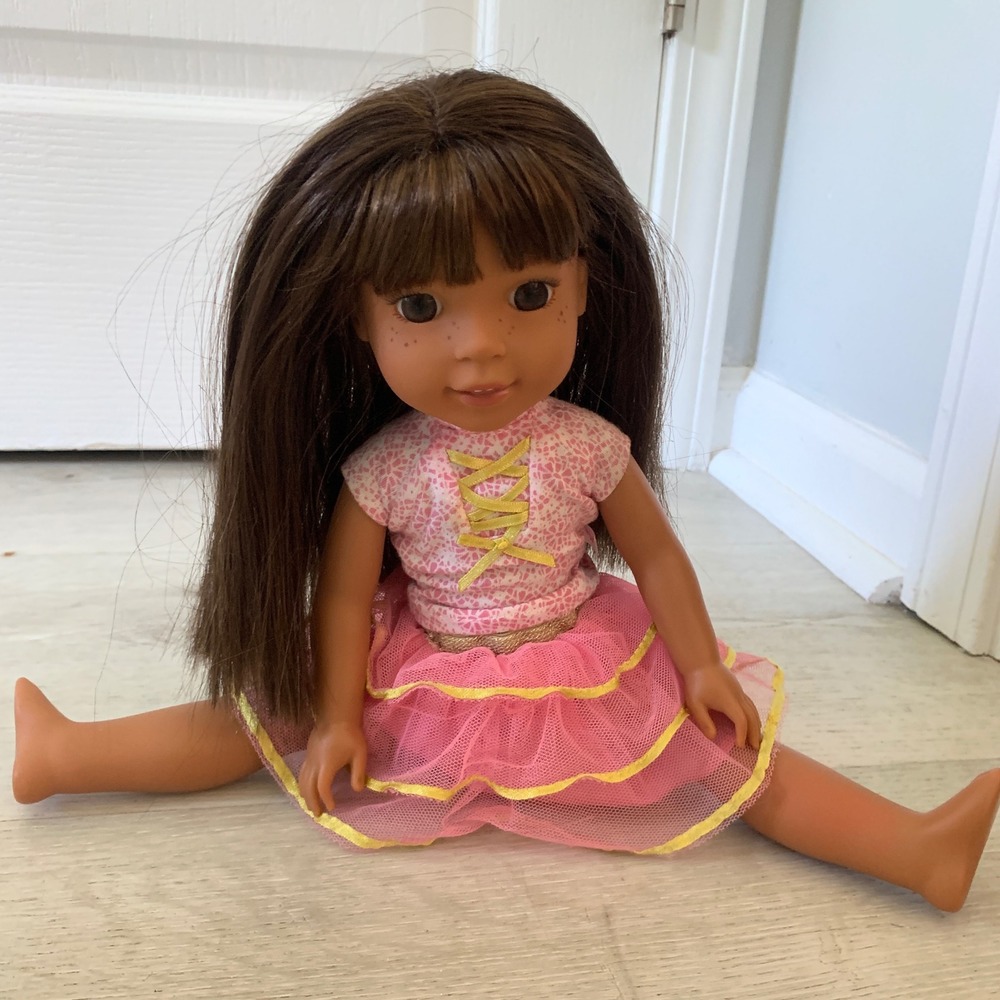 American Girl WellieWishers Ashlyn Doll 14.5 Inch Brown Hair Freckles Pink Tutu